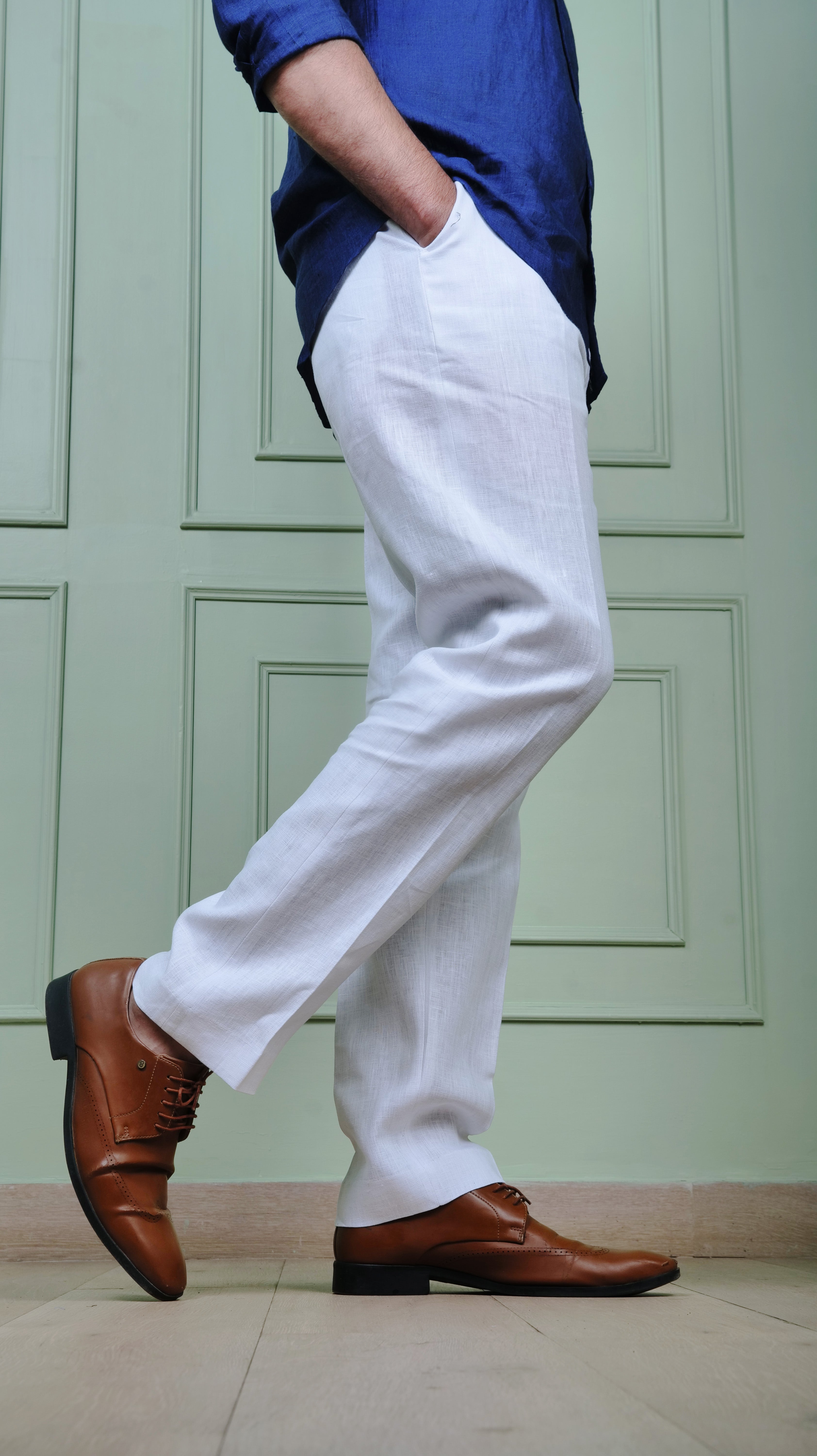 White linen pants
