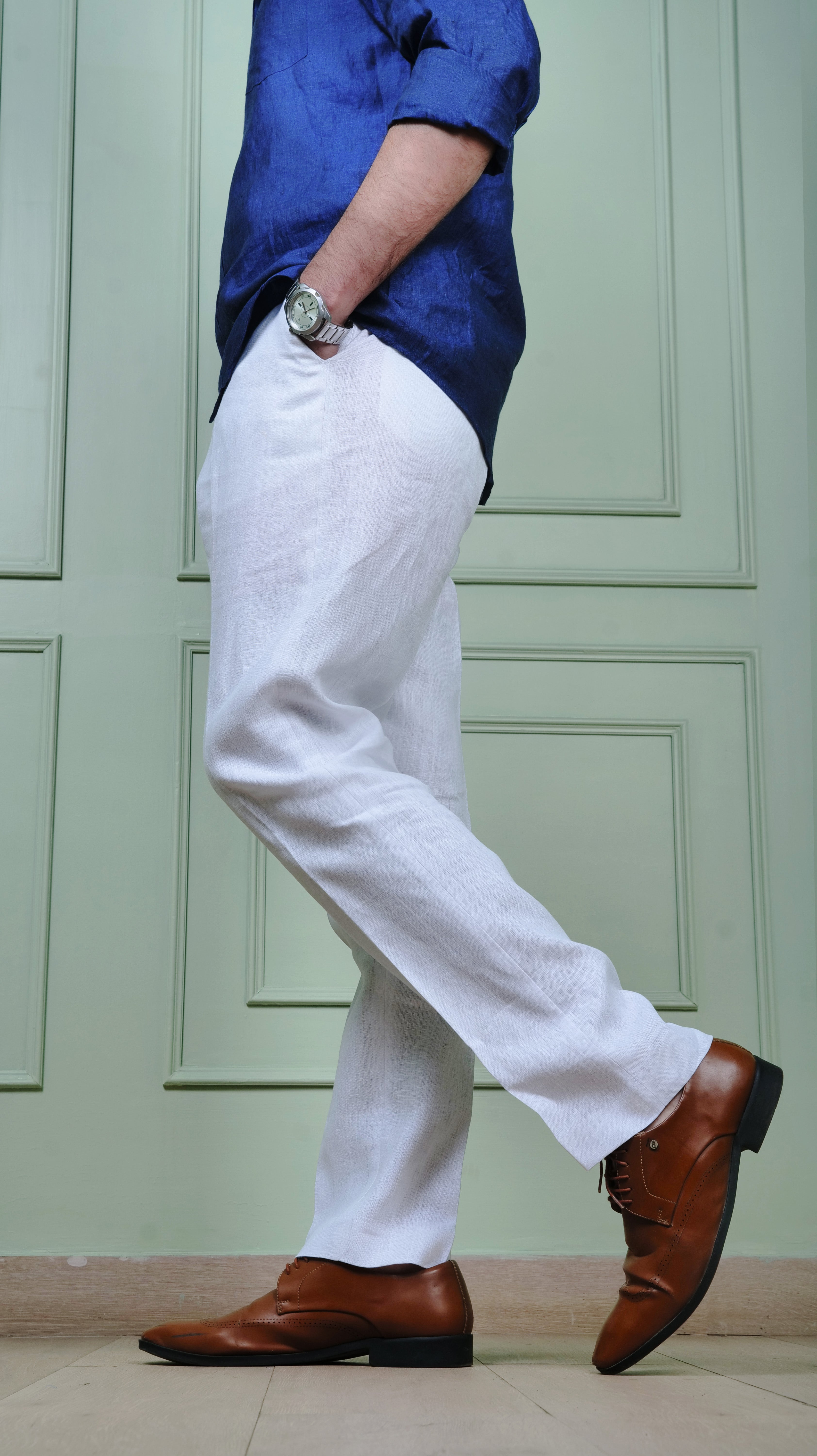 White linen pants