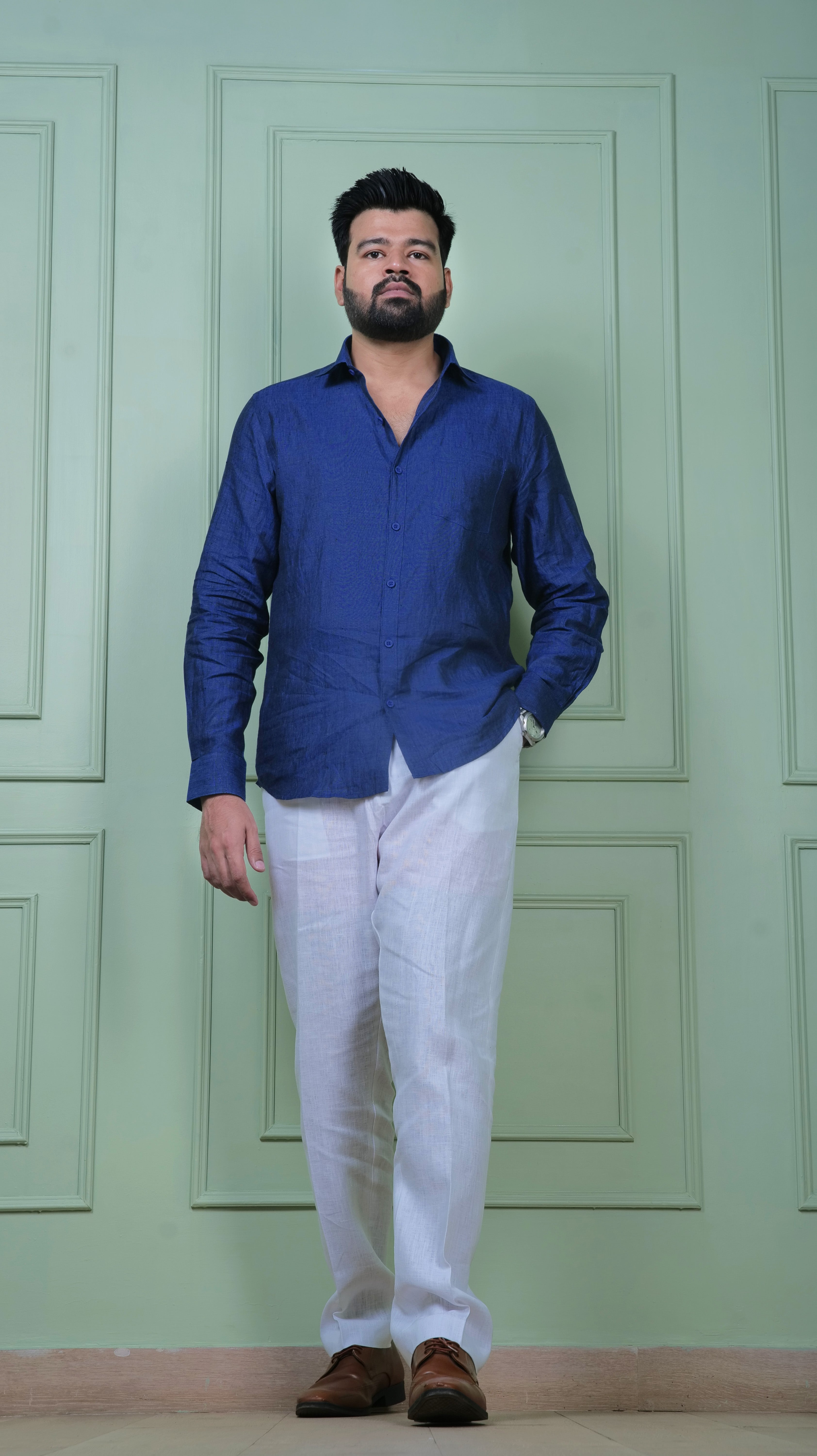 ROYAL BLUE 70 LEA LINEN SHIRT