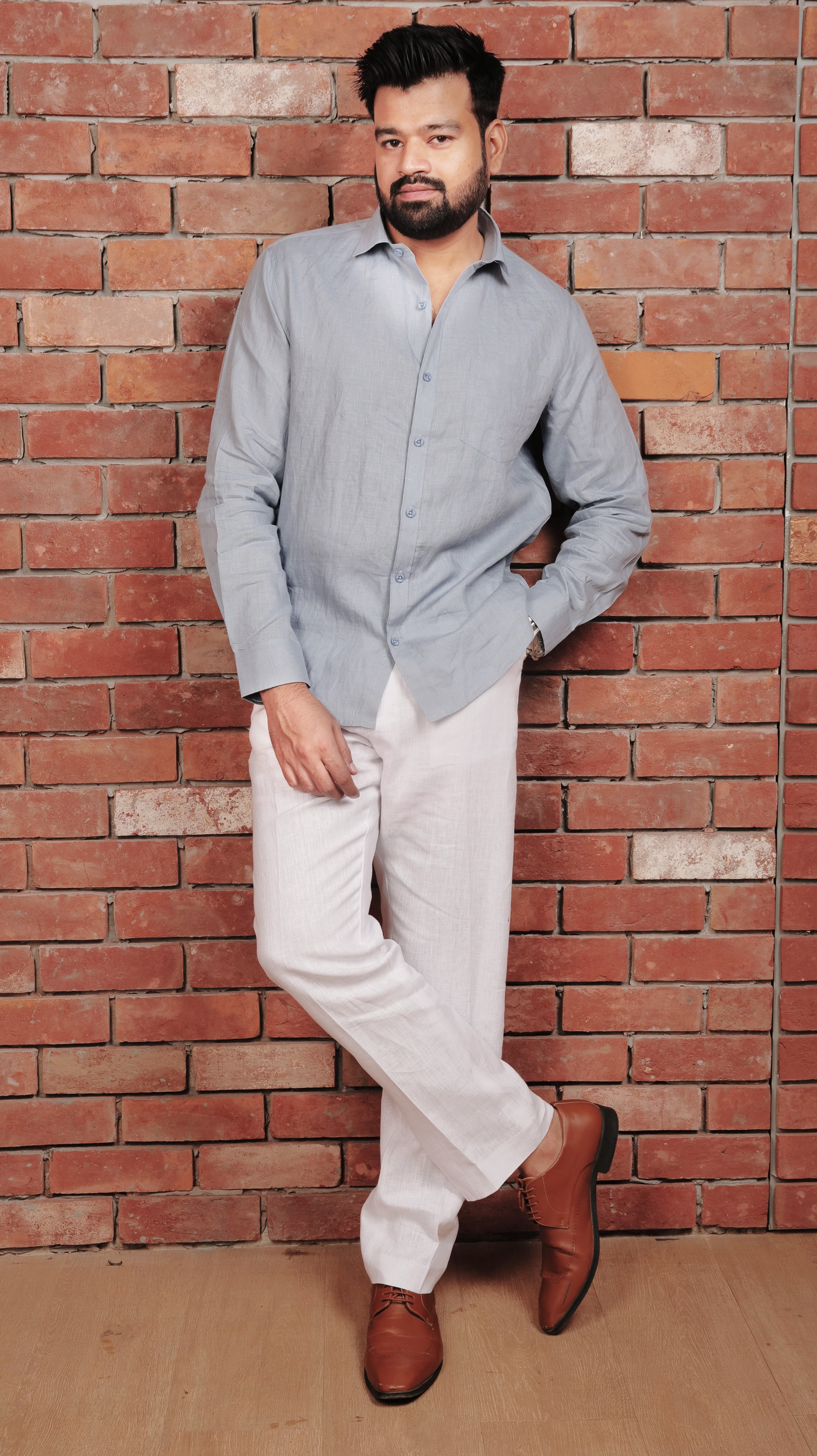 SKY BLUE  70 LEA  LINEN SHIRT