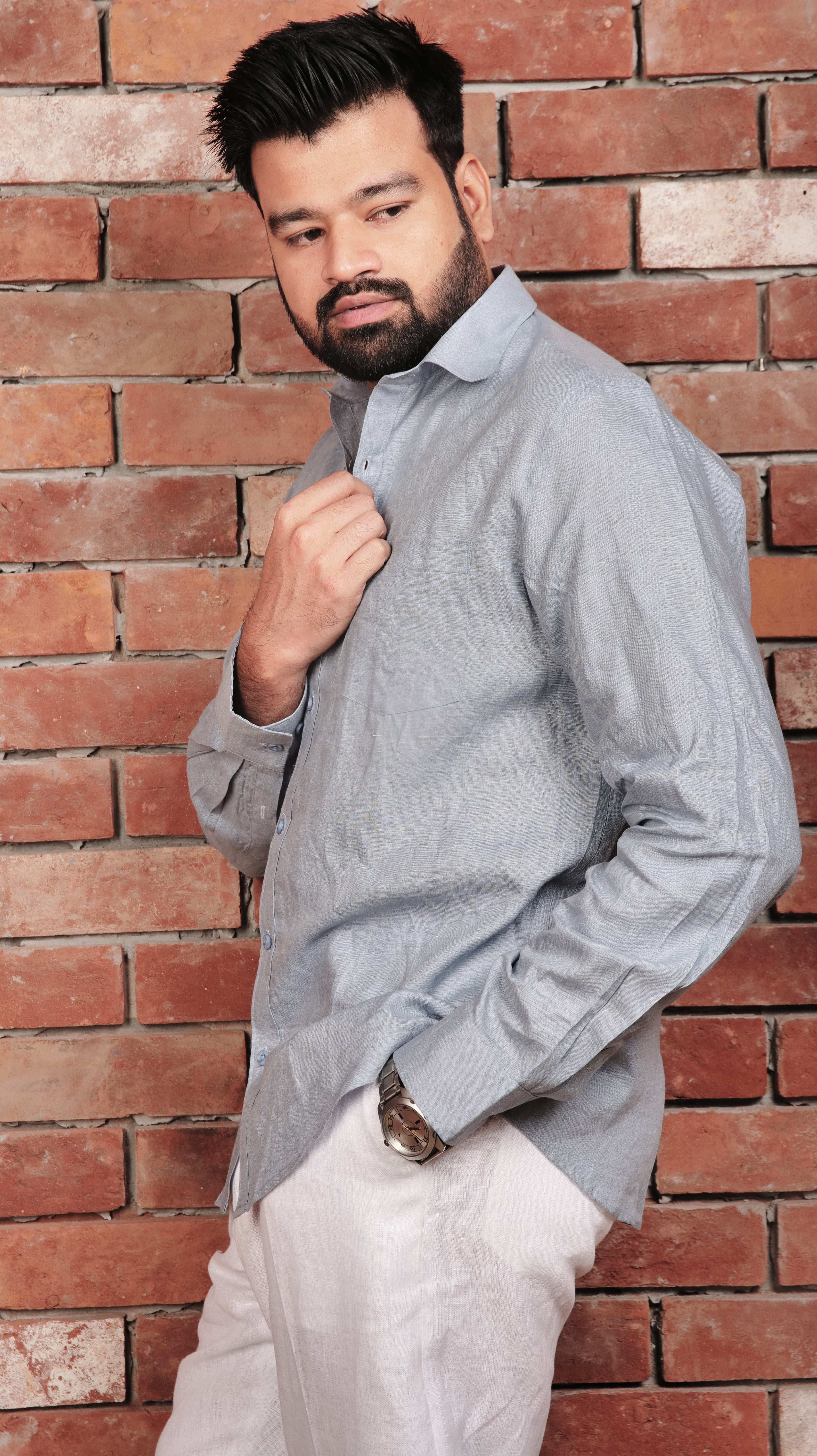 SKY BLUE  70 LEA  LINEN SHIRT