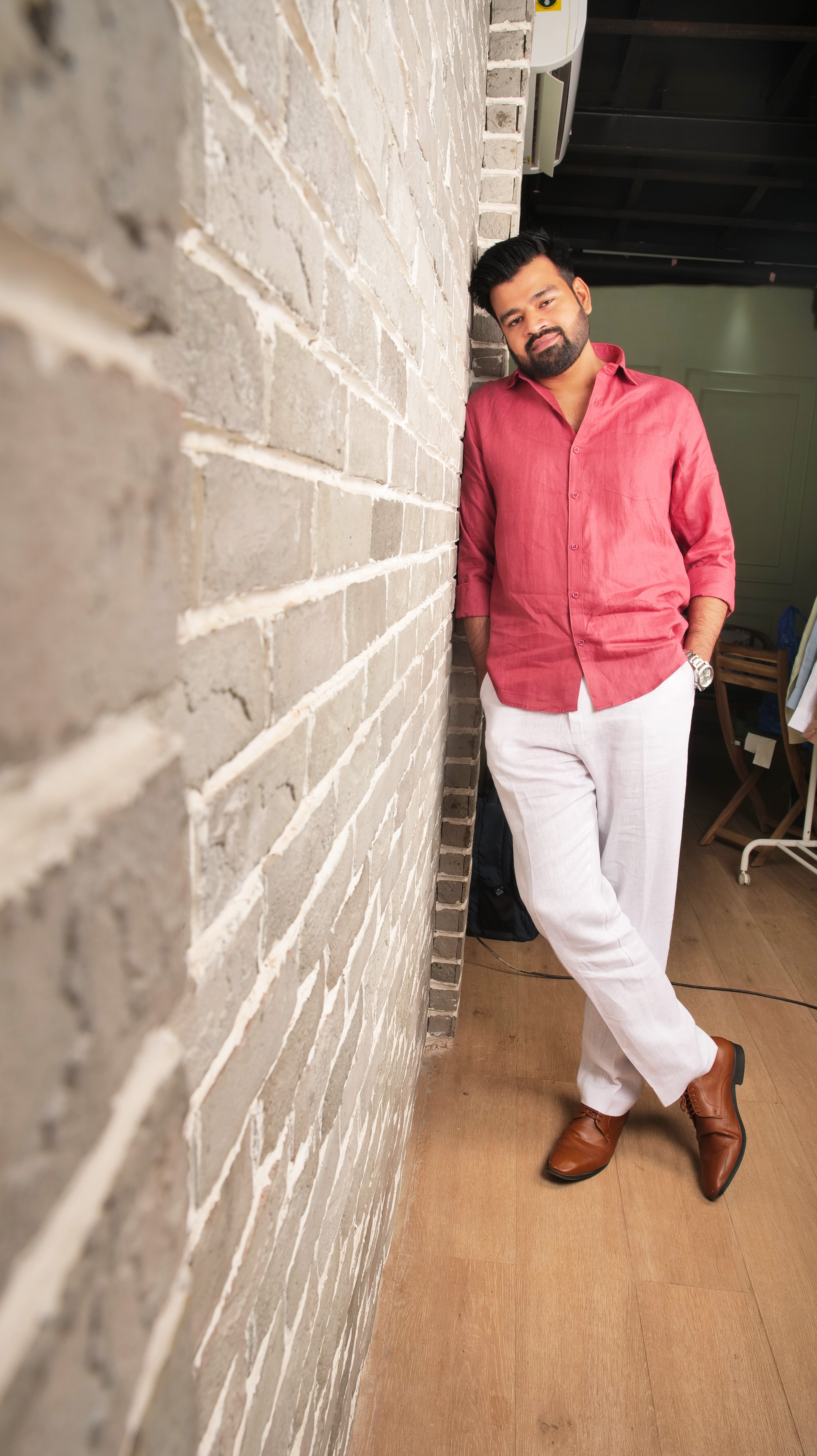 PINKISH RED 70 LEA LINEN SHIRT