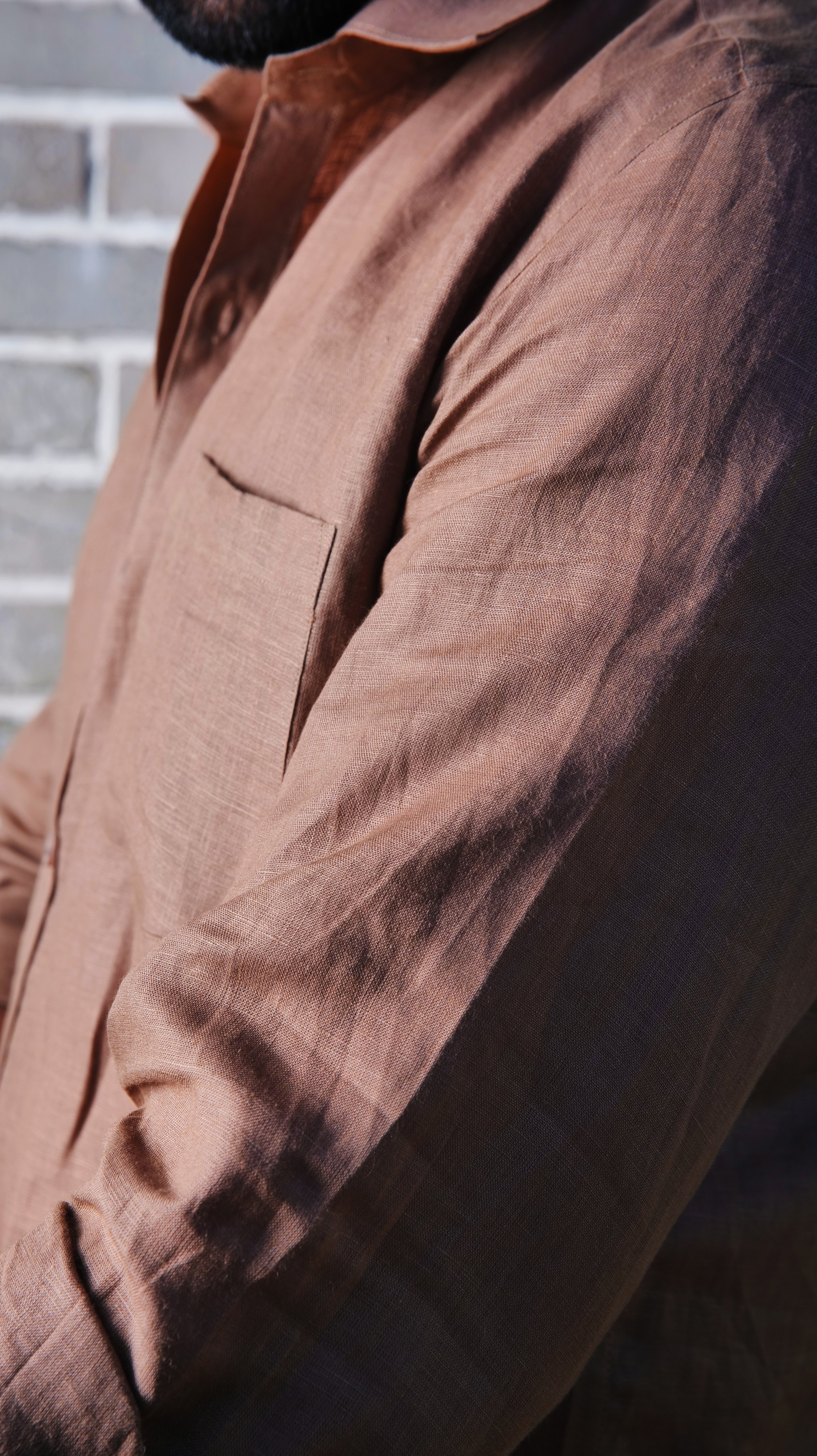BROWN 70 LEA LINEN SHIRT
