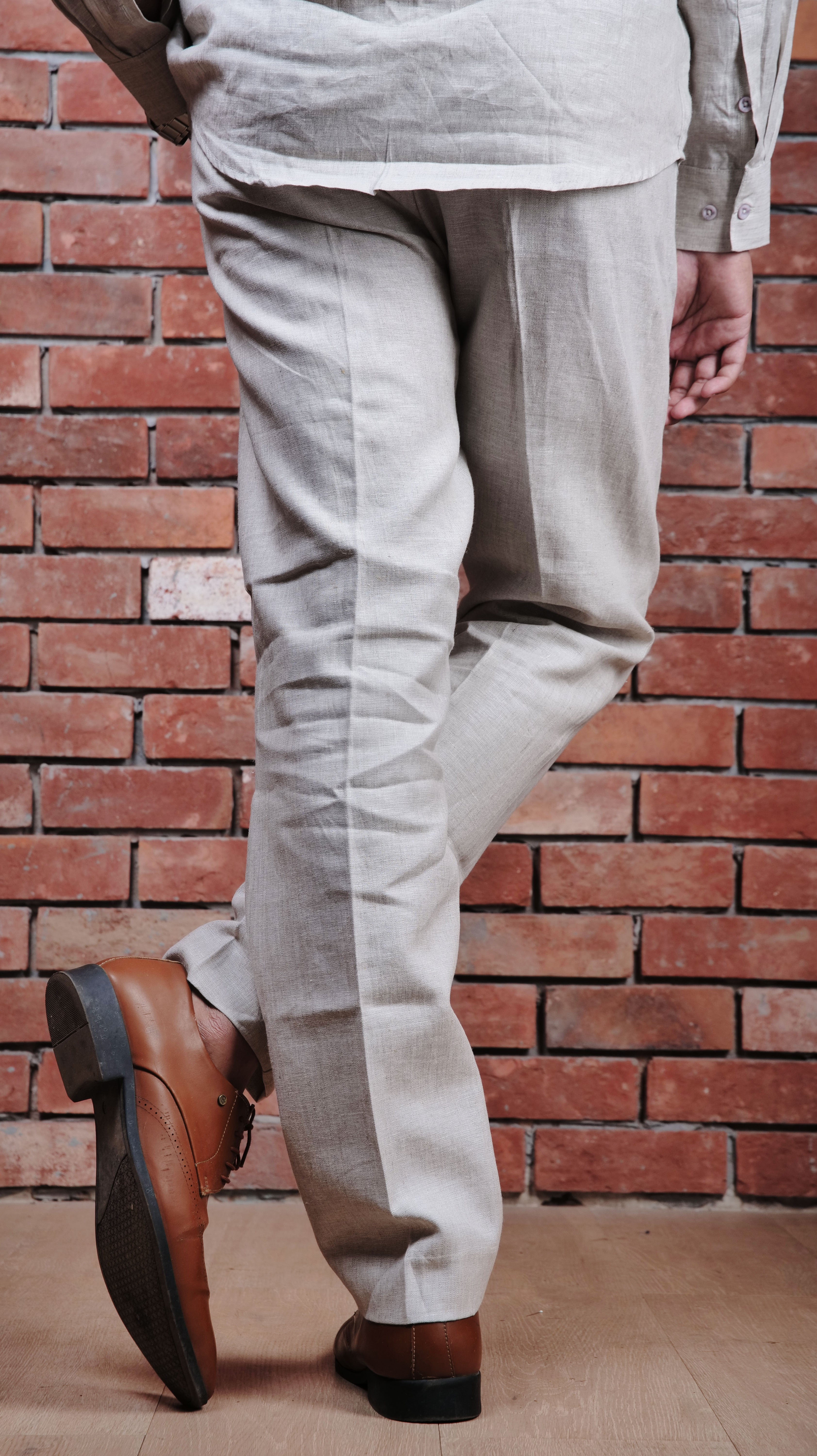 Greyish Beige Linen Pants